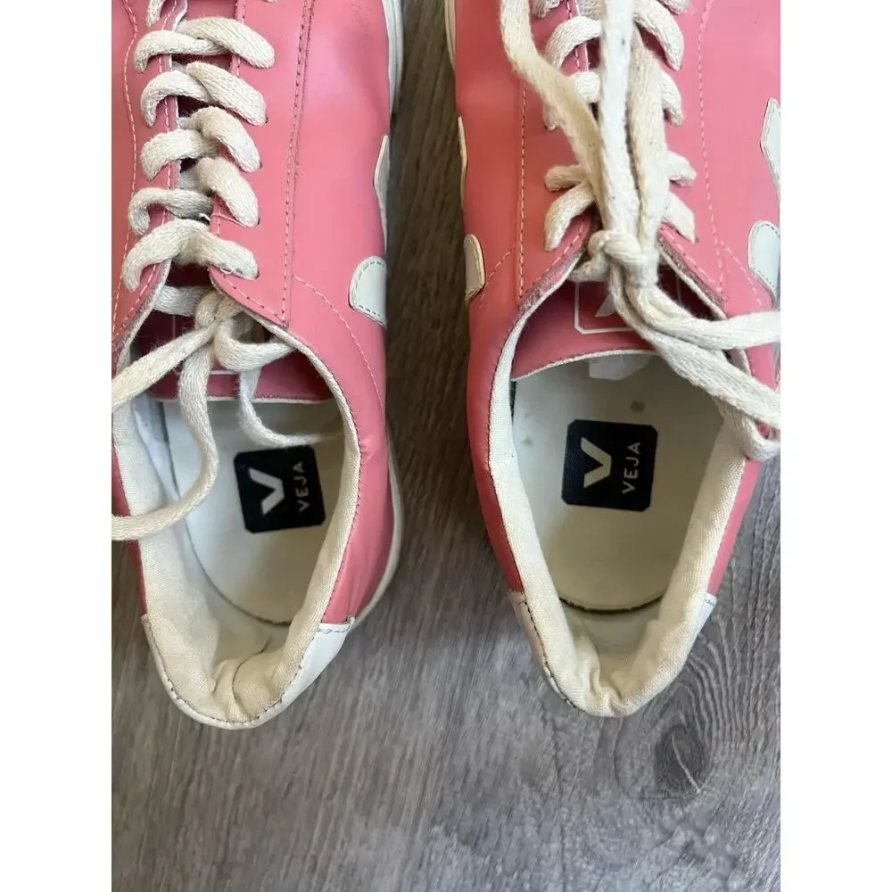 VEJA Esplar Womens Leather Sneakers Pink Sz 40 US 9 Lace Up Athletic Shoes